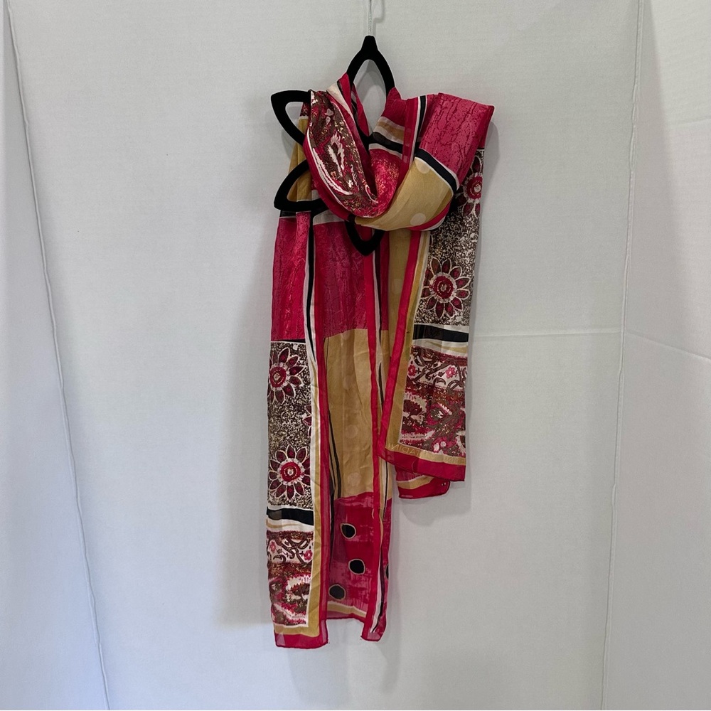 Elegant Red and Gold Scarf